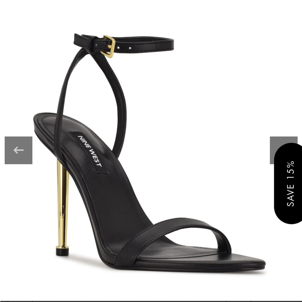 Nine West Reina Black Leather Stiletto sandal size 8